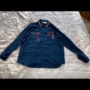 Napa Valley Womens Large /Jean Floral Button Up